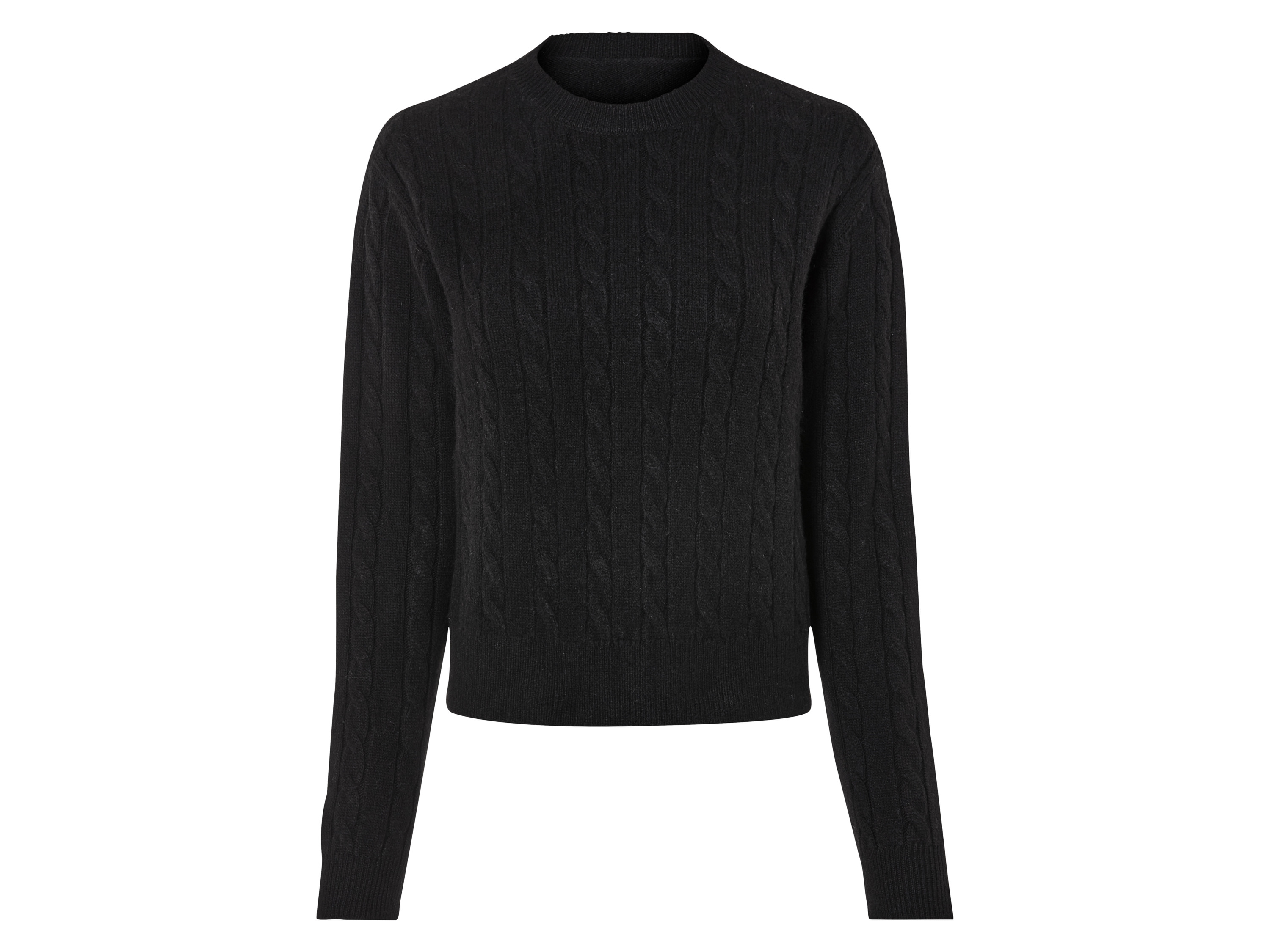 esmara® Damen Pullover (Schwarz, L(44/46))““ | überschnittene Schultern, Bündchen an Ärmel- und Saumabschluss Schnitt: leger geschnitten, modisch kurze Form Ausschnitt: Rundhalsausschnitt Material: Polyester, 6 % Polyamid, 5 % Polyacryl, 3 % Wolle Pflegehinweis: waschen bei max. 30 °C Pflegeleicht nicht bleichen nicht im Wäschetrockner trocknen bügeln bis 110 °C Stufe 1. Kein Bügeln mit Dampf nicht trockenreinigen Größe: XS 34/36 – L 44/46 Meine Lidl-Größe – so einfach gehts Deine Größe findest du in der Lidl-Größentabelle . Oeko-Tex® Standard 100 Geprüft auf Schadstoffe Zertifizierungsnummer: 13.0.30503 Hohenstein Htti Standard 100 by Oeko-Tex® ist die weltweit bekannteste, unabhängige Zertifizierung schadstoffgeprüfter Textil- und Lederprodukte aller Art – vom Garn und den Stoffen bis hin zum gebrauchsfertigen Artikel. Das Label bestätigt
