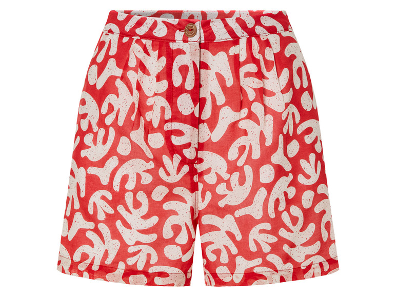 Rote Shorts mit einem abstrakten weißen Muster.