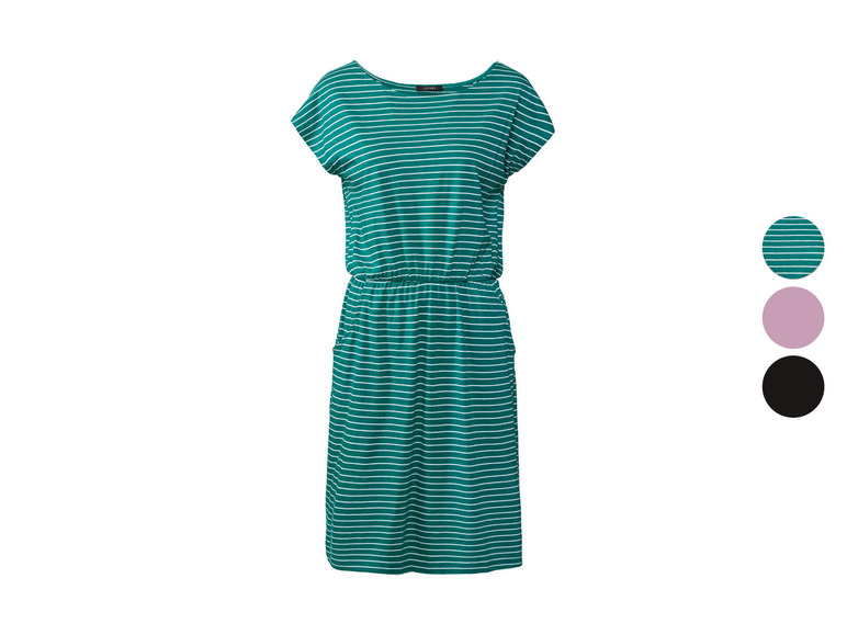 Gehe zu Vollbildansicht: esmara® Damen Kleid, mit weitem Rundhalsausschnitt und überschnittenen Schultern - Bild 1