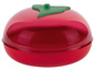 Eine rote, runde Aufbewahrungsbox in Form eines Apfels.