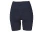 Dunkelblaue Sportshorts mit hoher Taille und Raffung hinten.