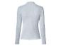 Hellblaues geripptes Langarmshirt mit Stehkragen und gewelltem Saum