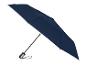 Marineblauer Klappschirm mit schwarzem und grauem Griff.