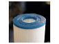 Home Deluxe Poolfilter-Kartusche mit weißem Faltenfilter und blauem Deckel.