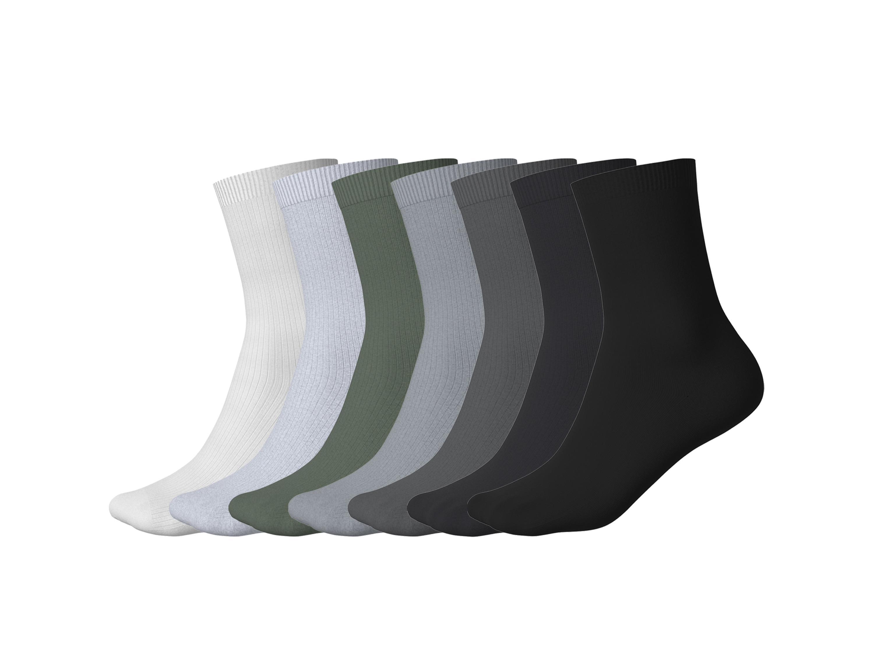 ESMARA® Damen gerippte Socken, 7 Paar (weiß/grau/grün/schwarz, 39-42)""
