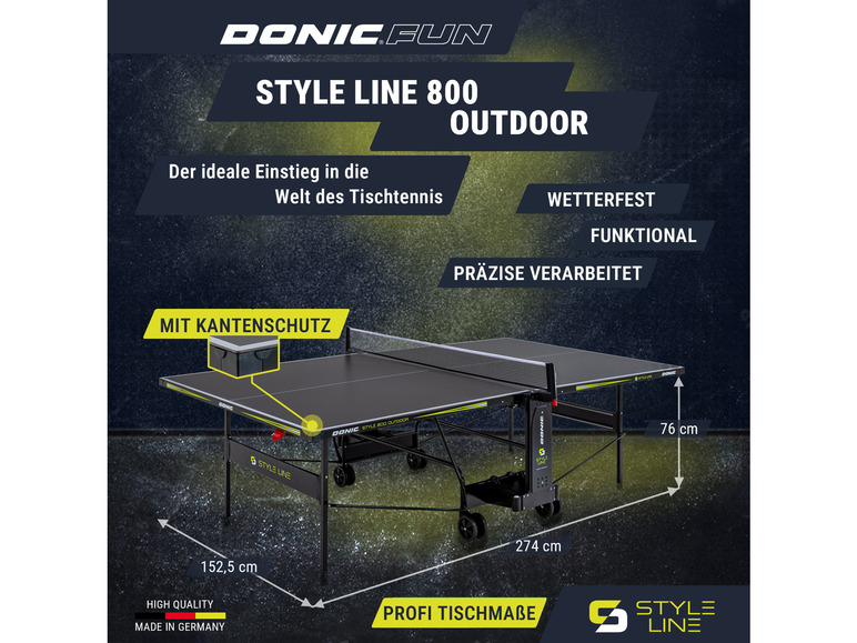 Gehe zu Vollbildansicht: DONIC Tischtennisplatte STYLE 800 Outdoor - Bild 10
