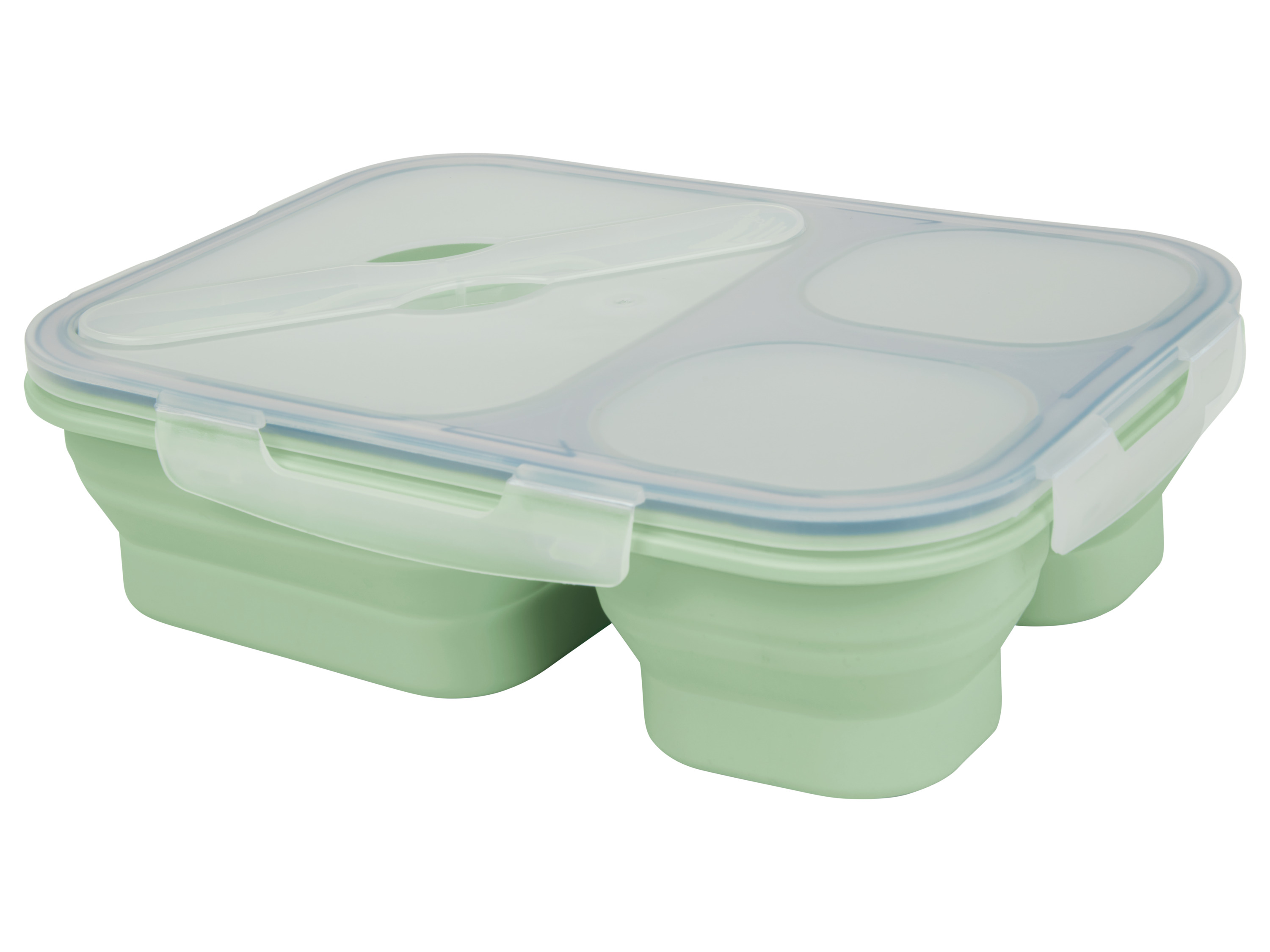 SILVERCREST® Frischhaltedosen faltbar Silikon (Lunchbox)““ | Quadrat: ca. 12,5 x 12,5 x 6,3 cm, ca. 13,7 x 13,7 x 7,3 cm, ca. 16,9 x 16,9 x 7,6 cm, ca. 20,1 x 20,1 x 9,4 cm