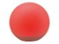 Eine leuchtende rote Kugel, möglicherweise eine Dekoleuchte oder ein Spielzeug, auf weißem Hintergrund.