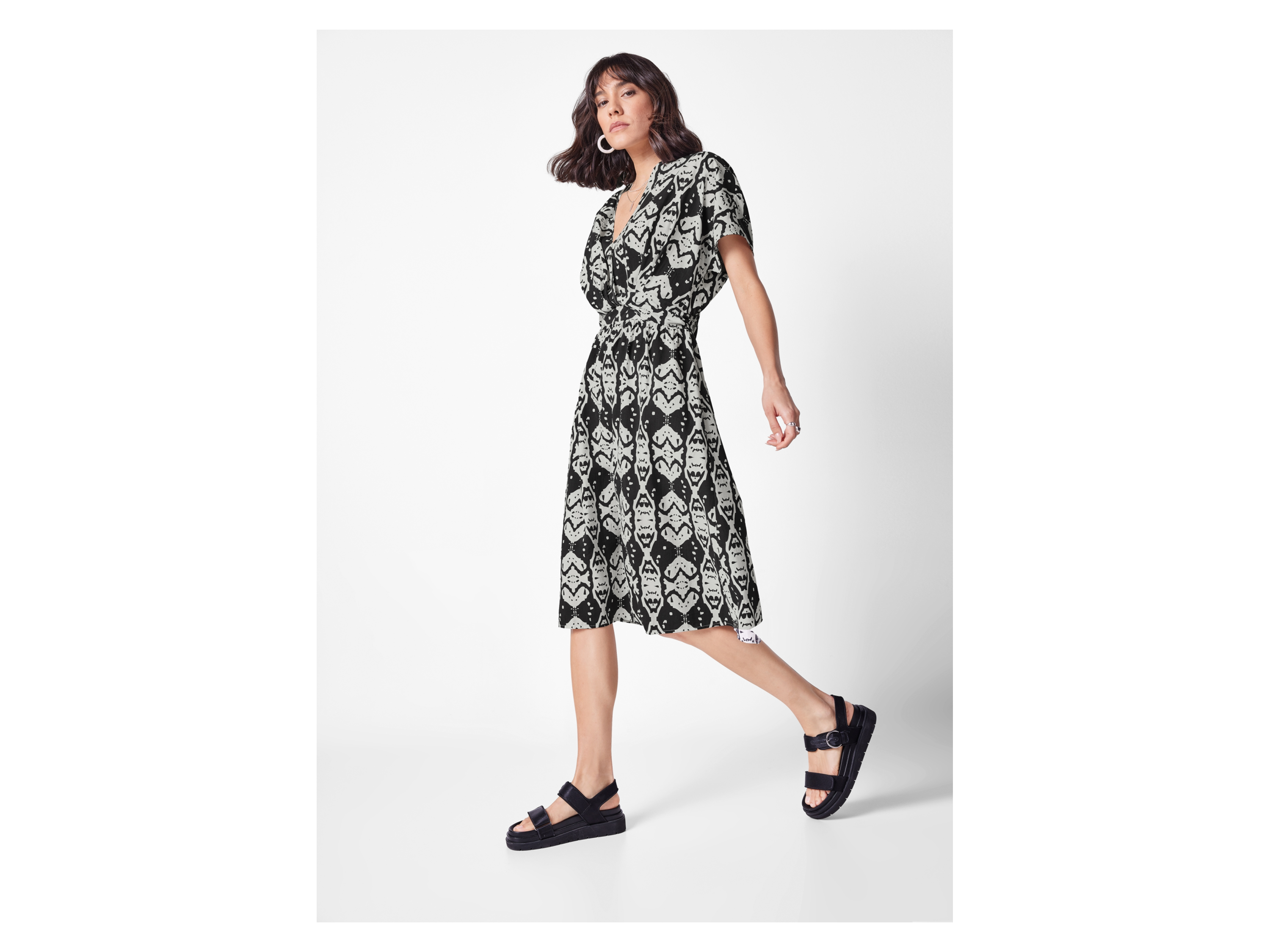 ESMARA® Damen Kleid (Schwarz/weiß, 36) – Bild 2 von 3