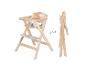Klappbarer Hochstuhl aus Holz für Babys in zwei Positionen: offen und zusammengeklappt