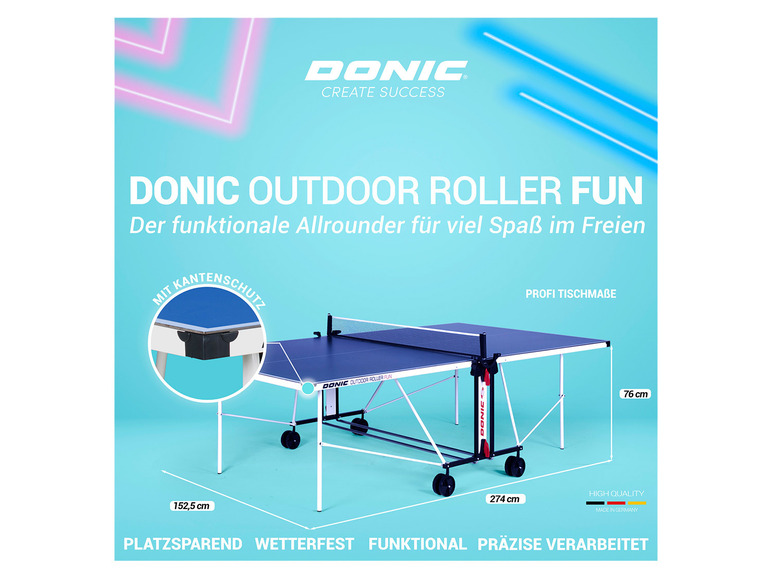 DONIC Tischtennisplatte »Outdoor Roller Fun« inkl. Abdeckhülle | 