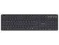 Schwarze kabellose Tastatur mit QWERTZ-Layout und Ziffernblock.