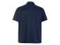 Ein dunkelblaues Poloshirt mit kurzen Ärmeln.