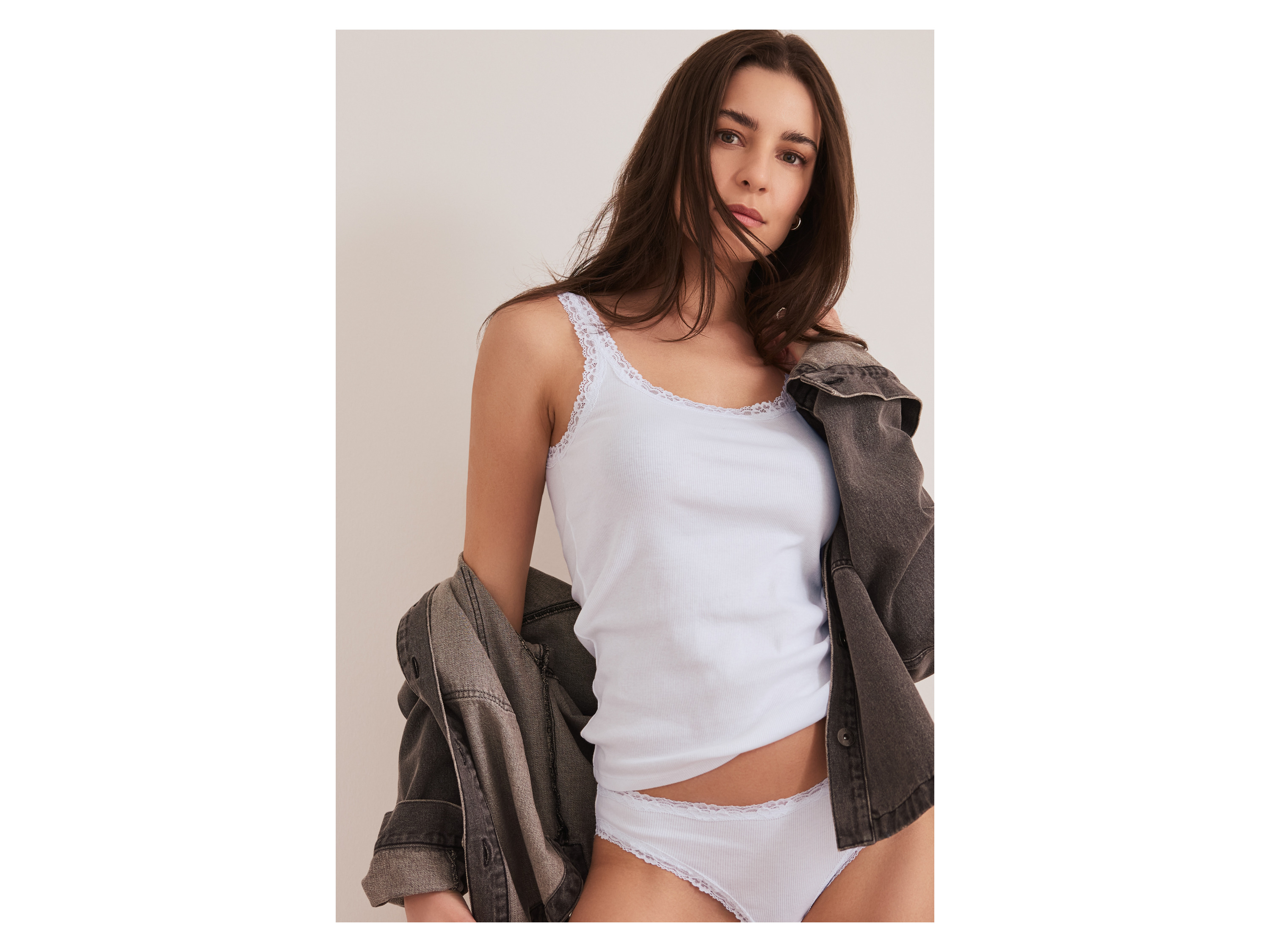 Thumbnail - esmara® Damen Top Rippe mit Spitze 3 Stück (dunkelrosa/hellrosa/weiß, S(36/38))