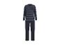 Herren-Pyjama in Marineblau gestreift mit Langarmshirt und langer Hose.