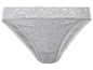 Grauer Slip mit Spitze.