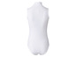 Weißer Body mit hohem Kragen, ärmellos.