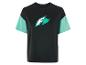 F2 T-Shirt, schwarz und türkis, kurzarm.