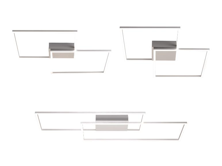 Drei moderne Deckenleuchten mit rechteckigen Rahmen und integrierter LED-Beleuchtung.