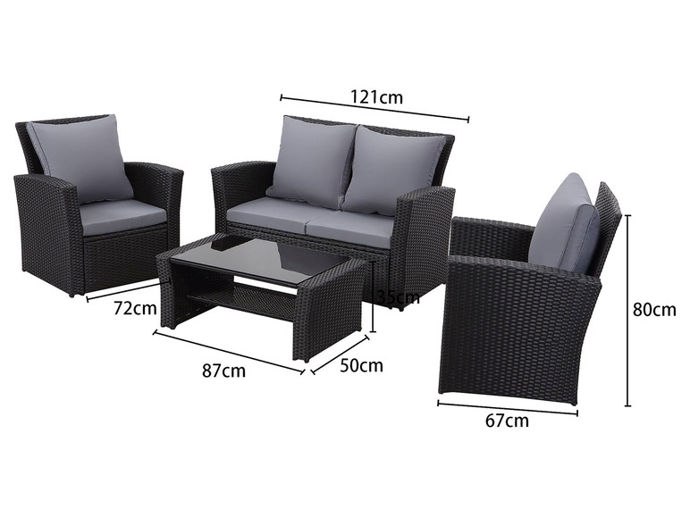 Gehe zu Vollbildansicht: MeXo Gartenmöbel 4-Sitzer Lounge Set inkl. Polster - Bild 13