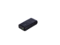 Schwarze Powerbank mit USB-Anschlüssen und Ladeanzeige.