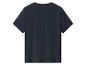 Dunkelblaues kurzärmeliges Kinder-T-Shirt, Rückansicht.