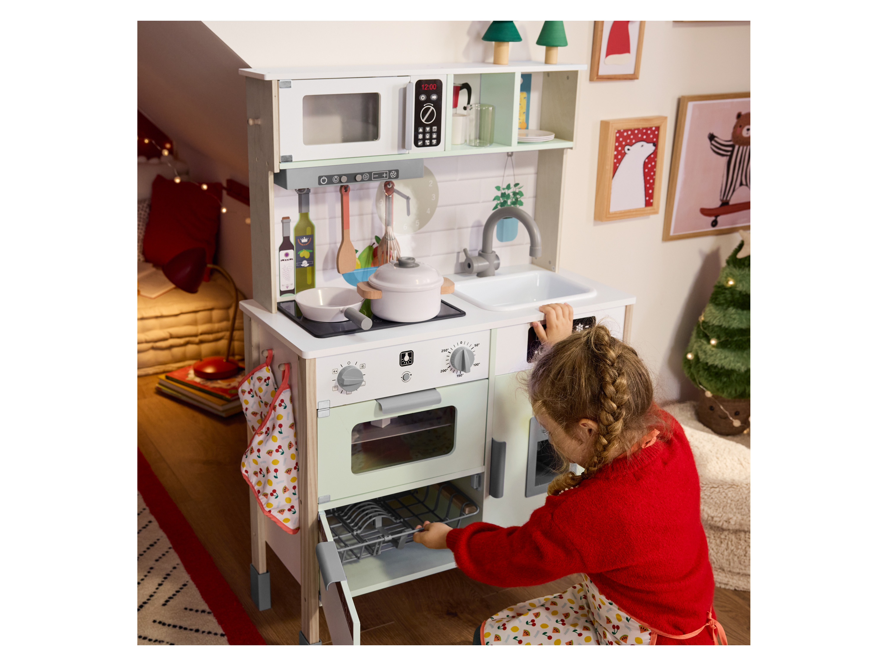 Thumbnail - lupilu®  Holz-Küche, 3-fach höhenverstellbar, mit bespielbarer Rückseite