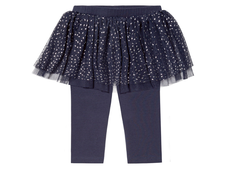 Dunkelblaue Leggings mit glitzerndem Tüllrock.