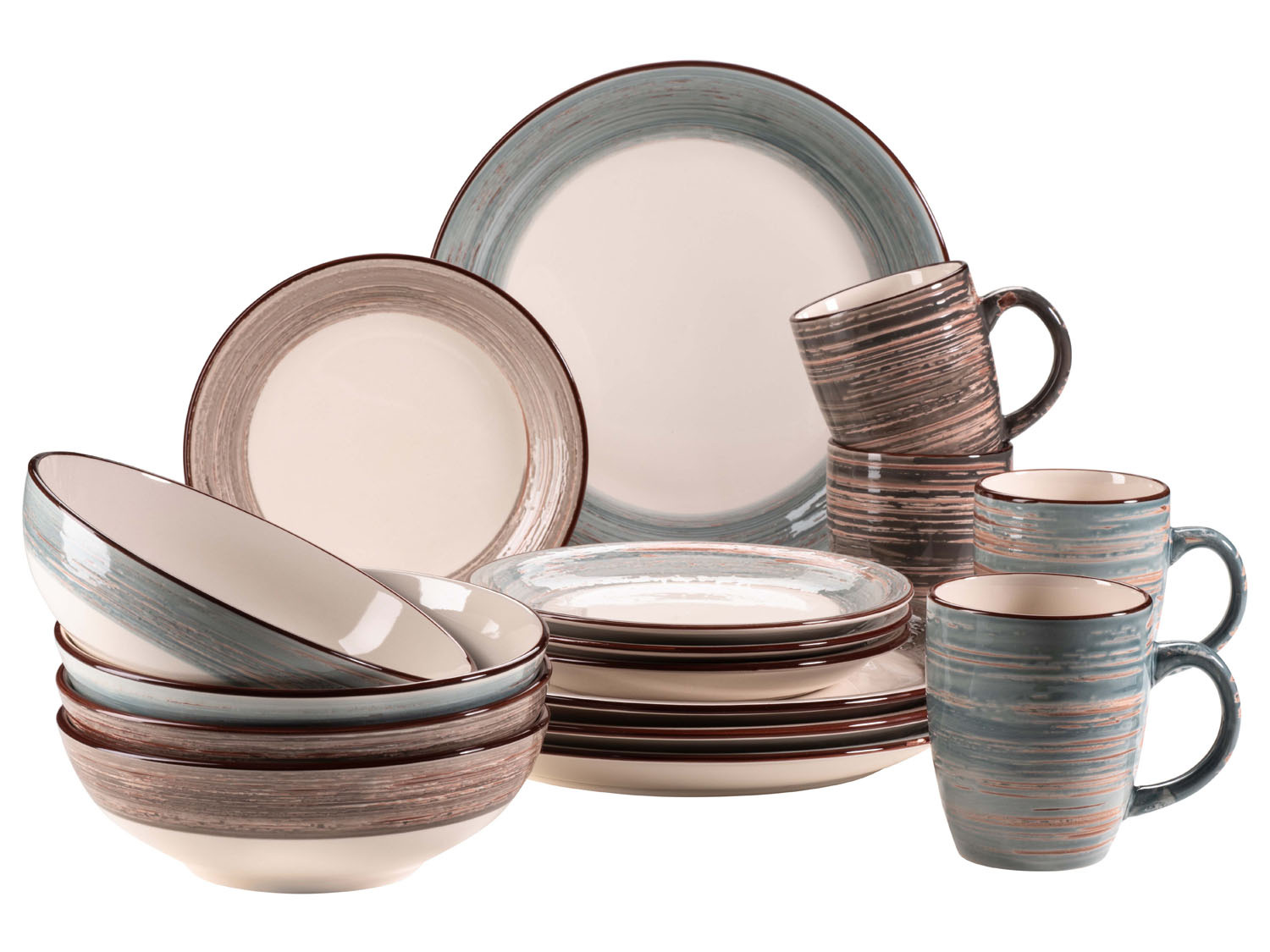 MÄSER GeschirrSet »Duole«, braun/blau, 16teilig