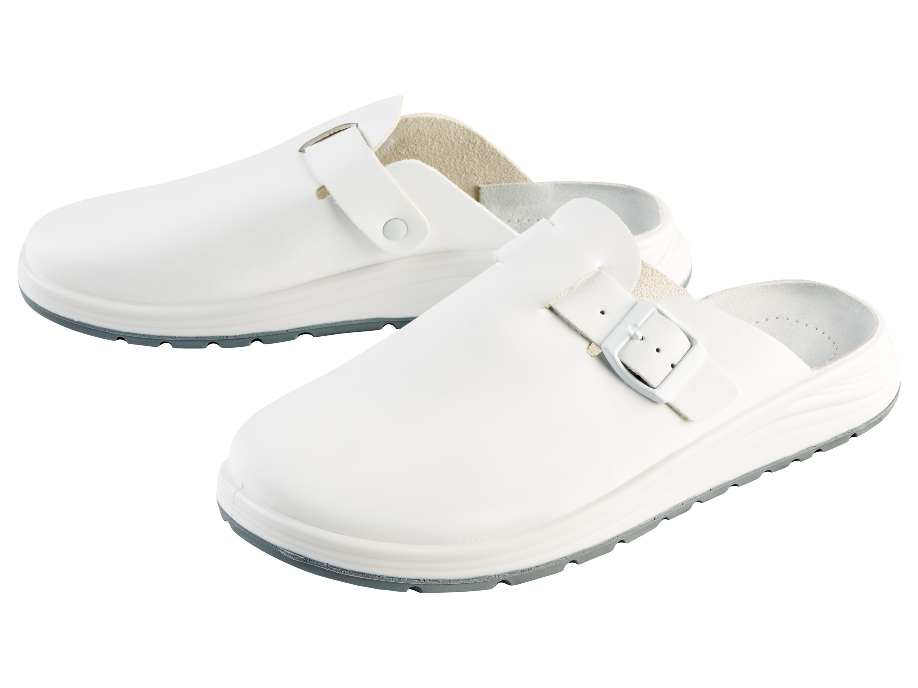 Damen Herren Berufsschuh Clog (Weiß, 45)““ | Antistatisch Sicherheitsklasse: – Verschlussart: creme: Fersenriemen