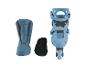 Blauer Inlineskate zerlegt mit Innenschuh und Einlegesohle separat.
