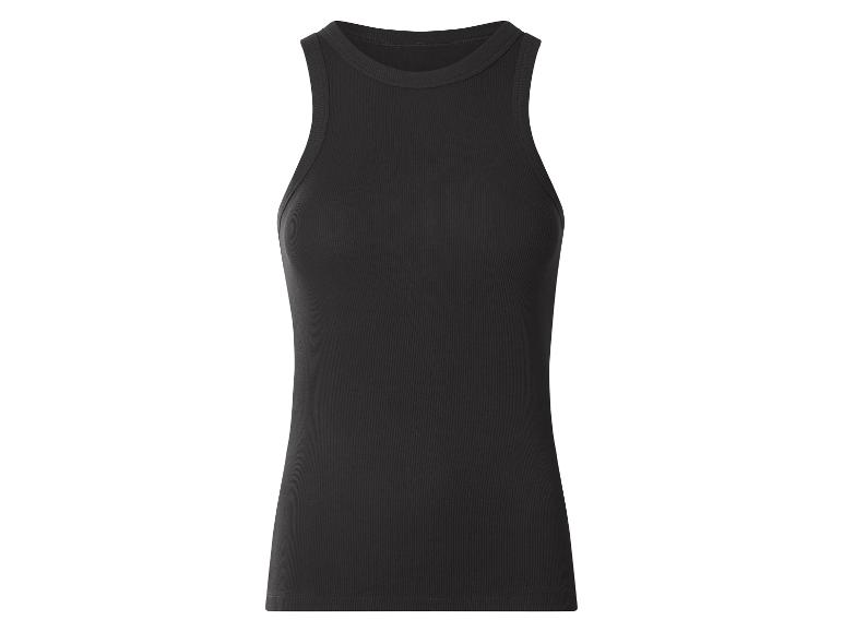 Schwarzes geripptes Tanktop mit Rundhalsausschnitt