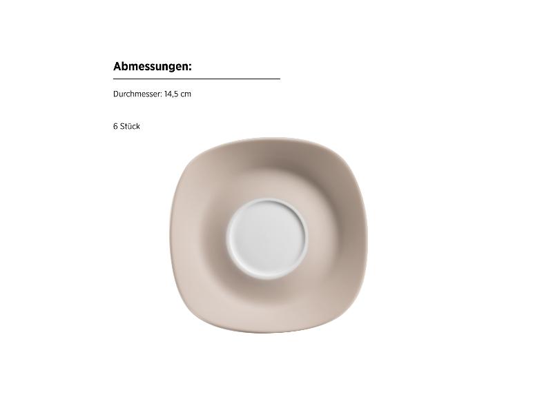 Untertasse in Beige, Durchmesser 14,5 cm, 6 Stück.