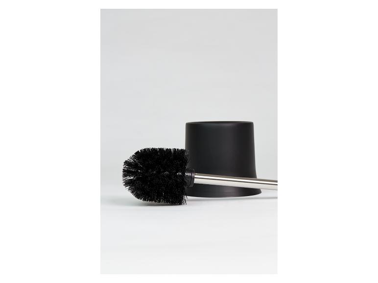 Schwarze Toilettenbürste mit Halter.