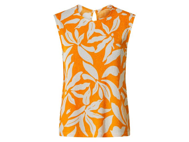 Ärmelloses Top mit orange-weißem Blumenmuster