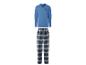 ESMARA MEN Herren-Pyjama mit blauem Langarmshirt und karierter Hose.