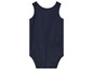 Ein dunkelblauer Strampler für Babys.
