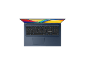 Blaues ASUS Vivobook X1704VA Notebook, geöffnet, Ansicht von oben.