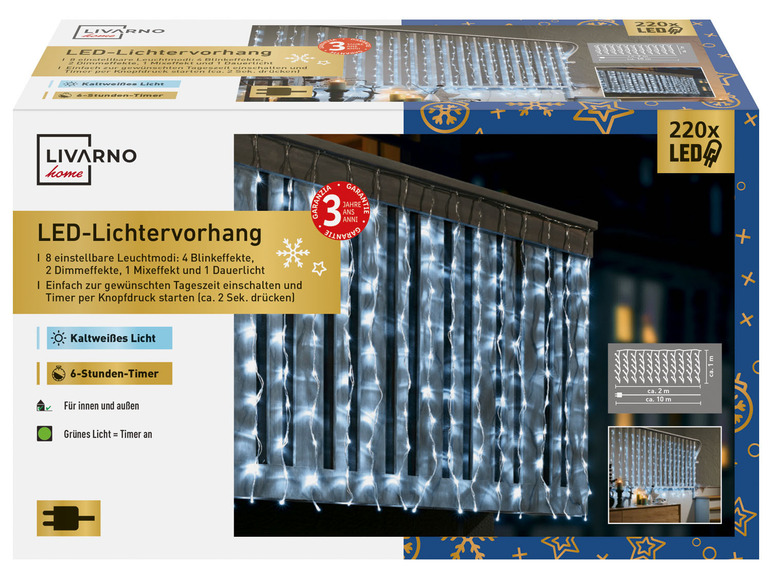 Gehe zu Vollbildansicht: LIVARNO home LED-Lichtervorhang, 220 LEDs - Bild 9
