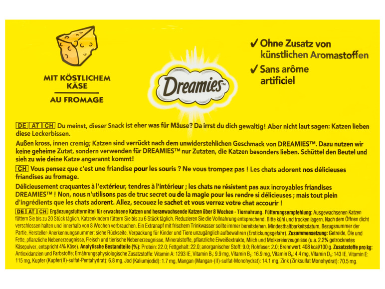 Gehe zu Vollbildansicht: Dreamies Katzensnacks Käse, 4 x 180 g - Bild 4