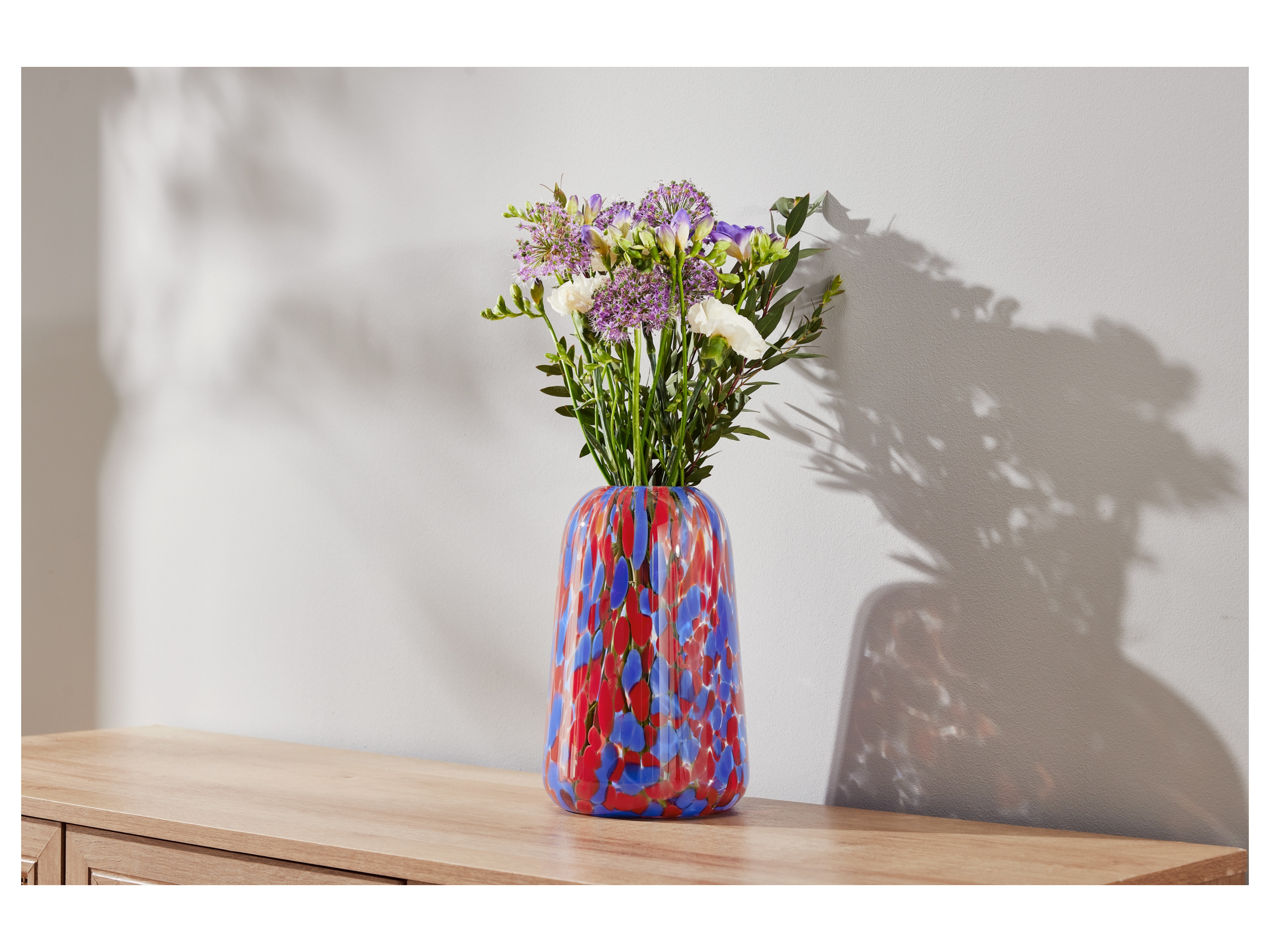 Thumbnail - LIVARNO home Glasvase mit Tupfen (blau/rot)