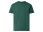 Grünes Kurzarm-T-Shirt mit kleinem gesticktem Logo auf der Brust.