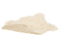 Weißer flauschiger Teppich mit sichtbarer Unterseite