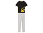 Pyjama mit schwarzem T-Shirt mit Pikachu und grauer Hose.