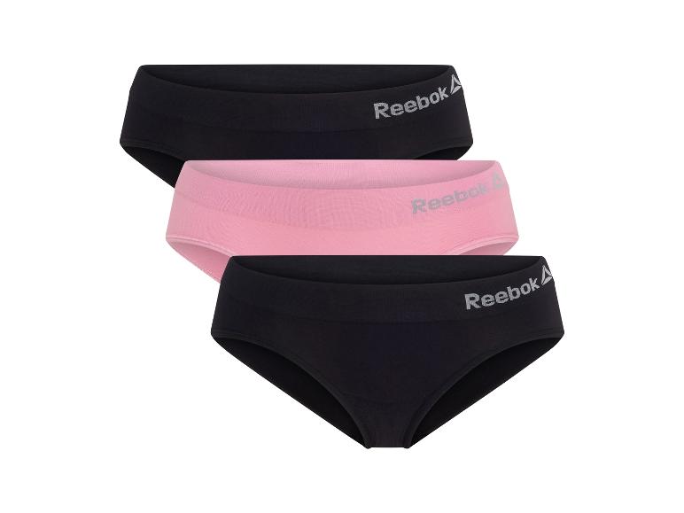 Drei Reebok Damen-Slips: zwei schwarze und ein rosa