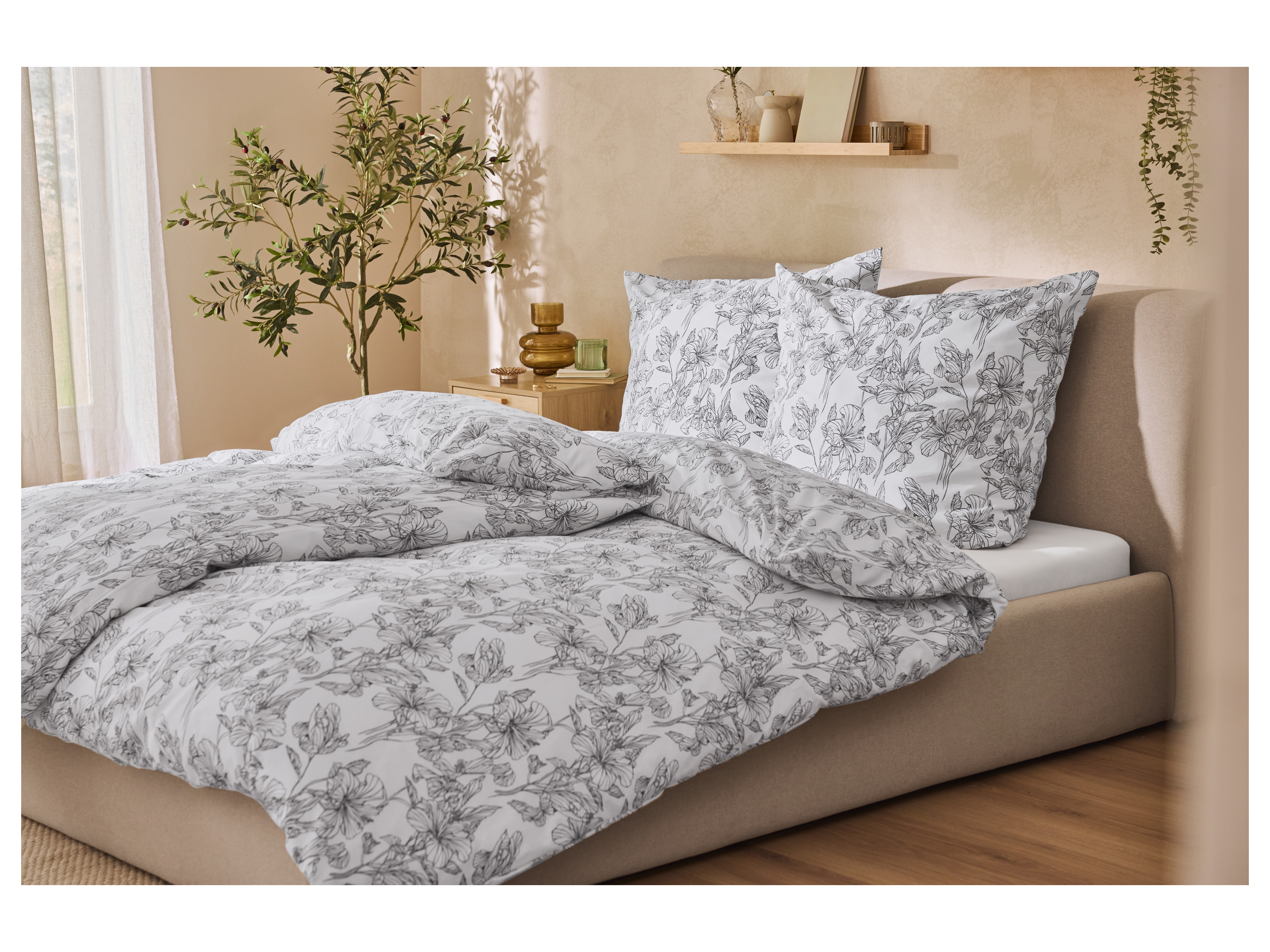 Thumbnail - LIVARNO® Renforcé-Bettwäsche, 155 x 220 cm (Weiß/Grau)