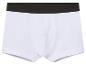 Weiße Boxershorts mit schwarzem Bund.