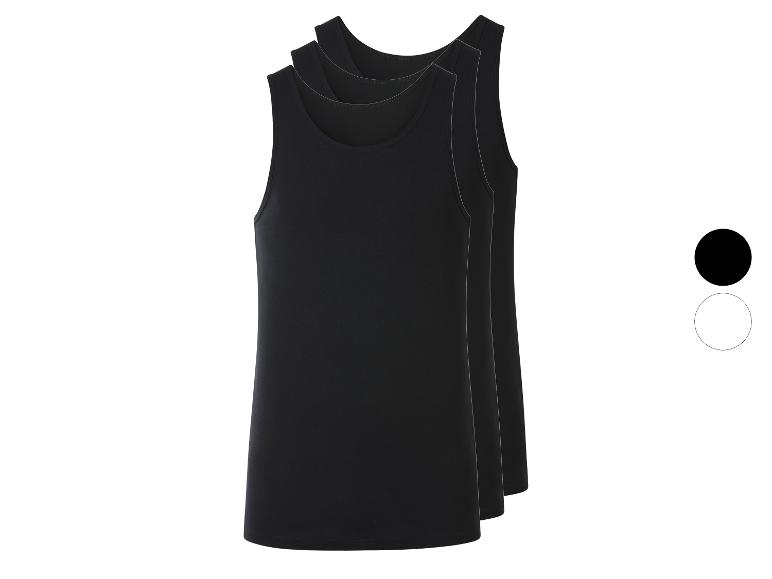 Dreierpack schwarze Herren-Unterhemden, mit weißer Farboption