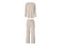 ESMARA® Damen Pyjama: Beiges Langarmshirt und passende Hose.