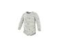 Langärmliger Baby-Body, gestreift, mit Bärenmotiv.